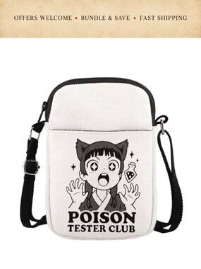 Canvas Crossbody Bag Anime Theme Zip Pockets Adjustable Strap Shoulder Purse